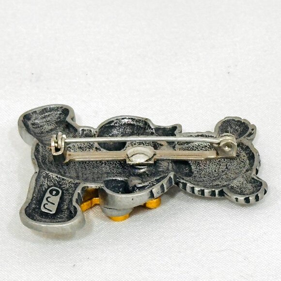 JJ (Jonette Jewelry) Pewter & Gold-Tone Teddy Bear Brooch Pin - Picture 7 of 7